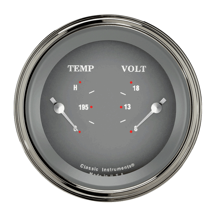 Classic Instruments SG74SLF, SG Series 3-3/8" Temperature & Volt Dual Gauge