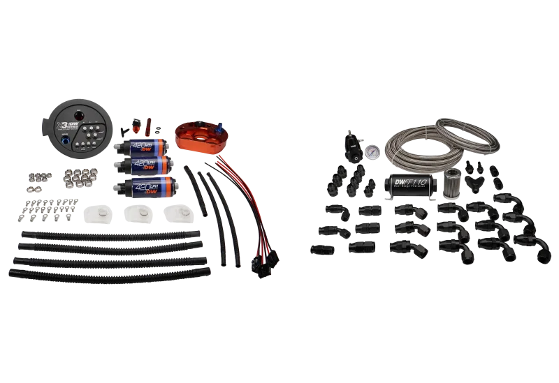 DeatschWerks 9-423-627-7080, A90 Supra/G8X BMW M3/M4 X3 Module w/ Triple DW420 Pumps and PTFE Return Plumbing Kit