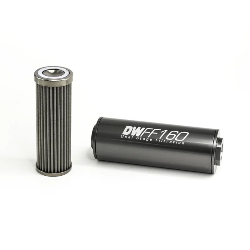 DeatschWerks 8-03-160-100K, Stainless Steel 10AN 100 Micron Universal Inline Fuel Filter Housing Kit (160mm)