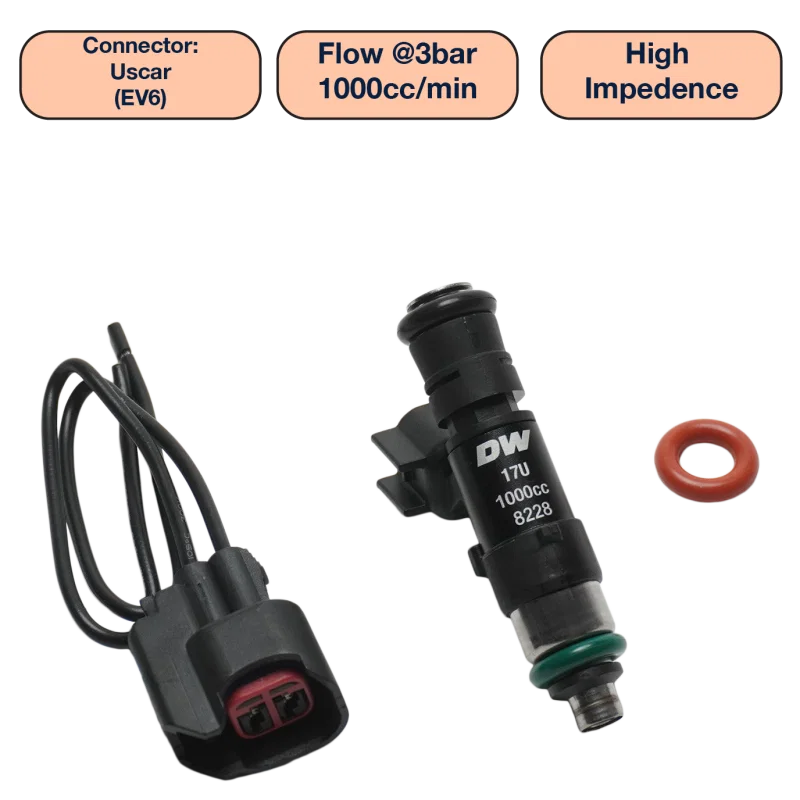 DeatschWerks DW1000-48-14-14-1, Universal 1000cc Single Fuel Injector / 48mm Length / 14mm O-Ring Seals
