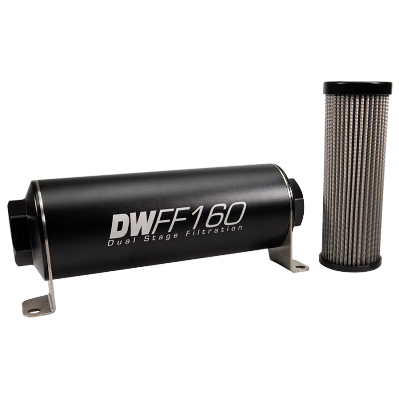 DeatschWerks 8-03-160-005K, Stainless Steel 5 Micron Universal Inline Fuel Filter Housing Kit (160mm)