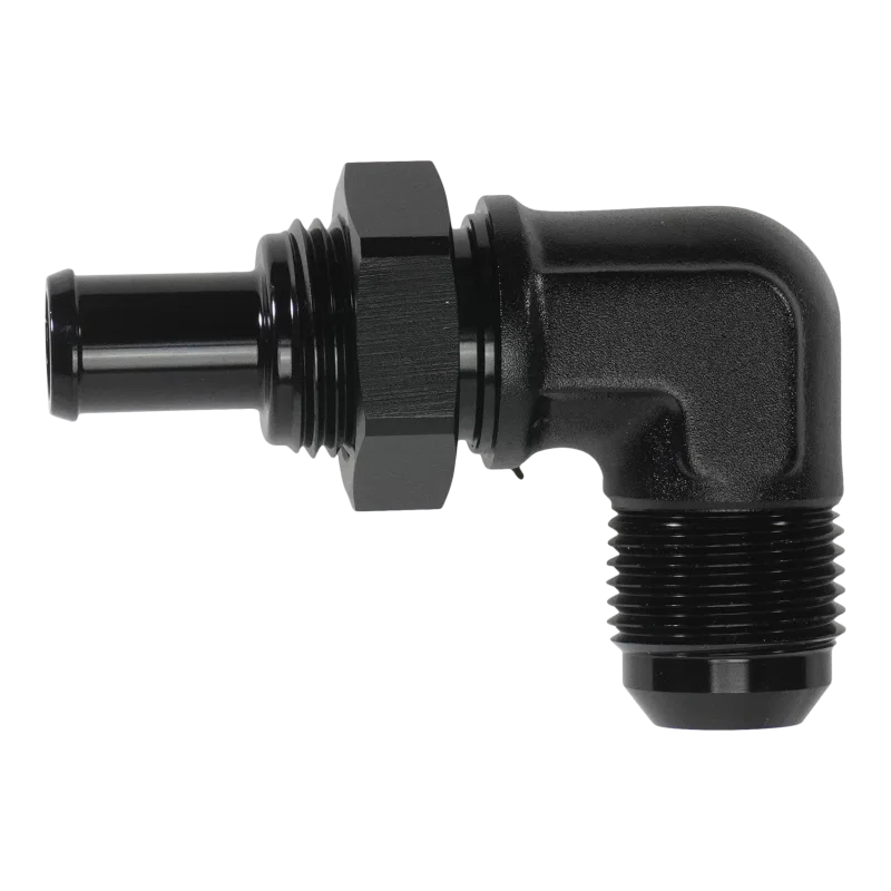 DeatschWerks 6-02-0794-B, 10AN Male Flare Bulkhead to 1/2in Hose Barb 90-Degree