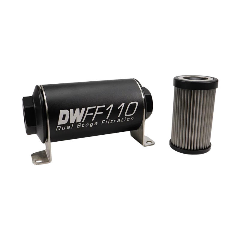 DeatschWerks 8-03-110-005K, Stainless Steel 5 Micron Universal Inline Fuel Filter Housing Kit (110mm)