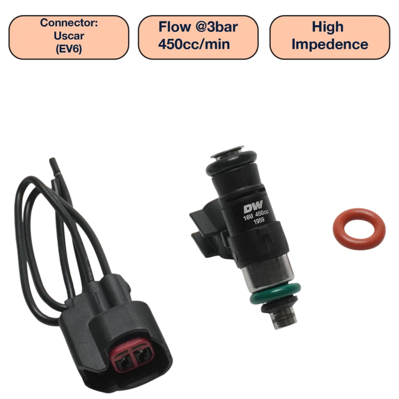 DeatschWerks DW450-34-14-14-1, Universal 450cc Single Fuel Injector / 34mm Length / 14mm O-Ring Seals