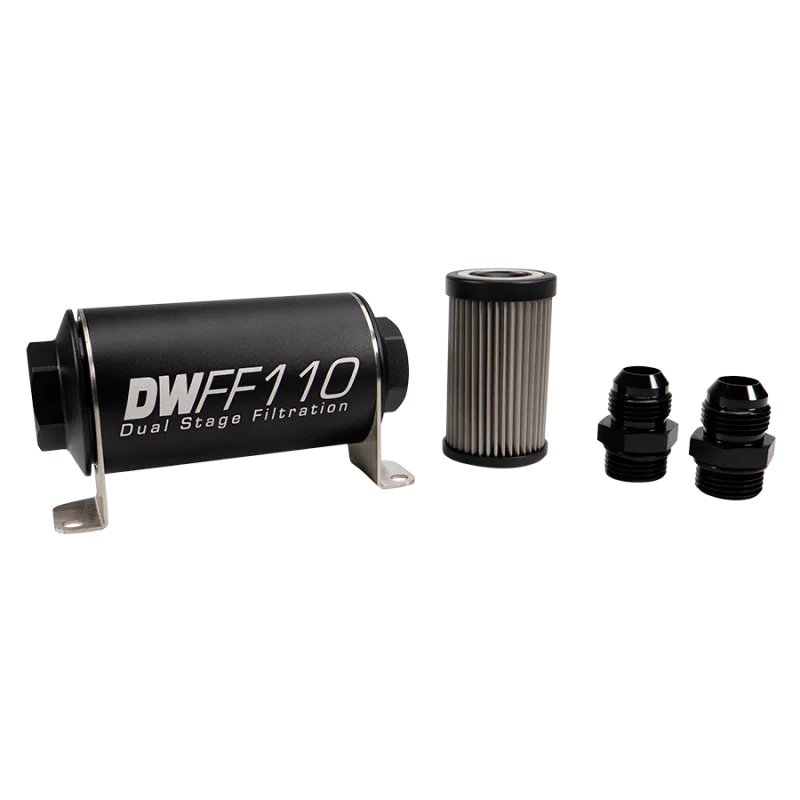 DeatschWerks 8-03-110-010K-10, Stainless Steel 10AN 10 Micron Universal Inline Fuel Filter Housing Kit (110mm)