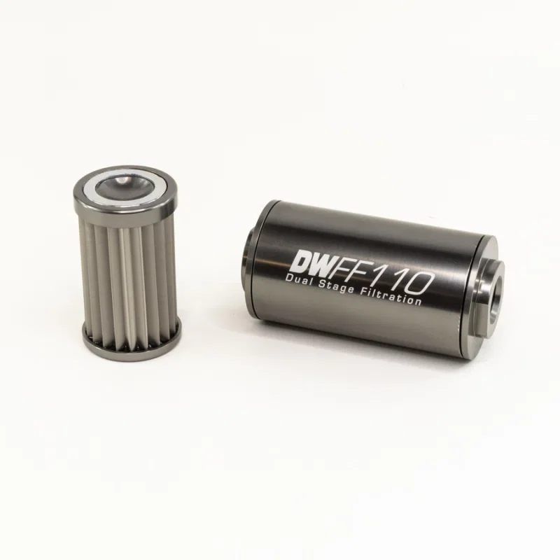 DeatschWerks 8-03-110-010K, Stainless Steel 10AN 10 Micron Universal Inline Fuel Filter Housing Kit (110mm)