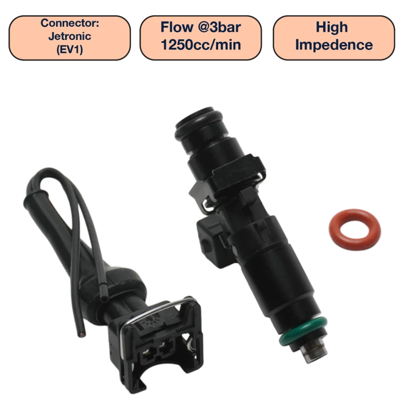 DeatschWerks DW1250-60-14-14-1, Universal 1250cc Single Fuel Injector / 60mm Length / 14mm O-Ring Seals