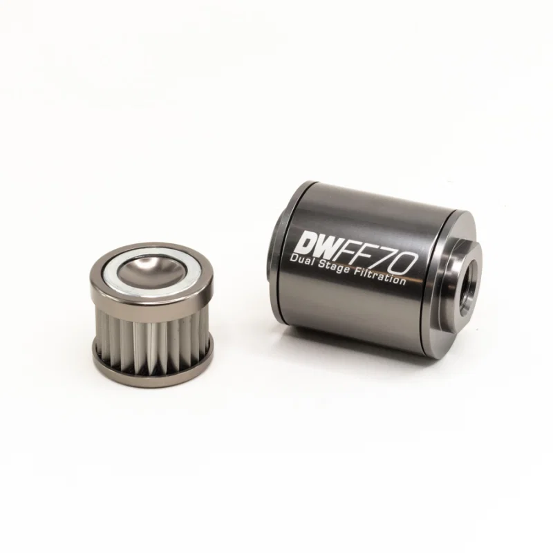 DeatschWerks 8-03-070-010K, Stainless Steel 10AN 10 Micron Universal Inline Fuel Filter Housing Kit (70mm)