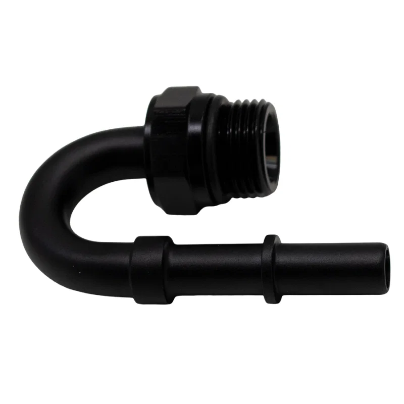 DeatschWerks 6-02-0116-B, 8AN ORB Male to 3/8in Male EFI Quick Connect Adapter 180-Degree - Anodized Matte Black