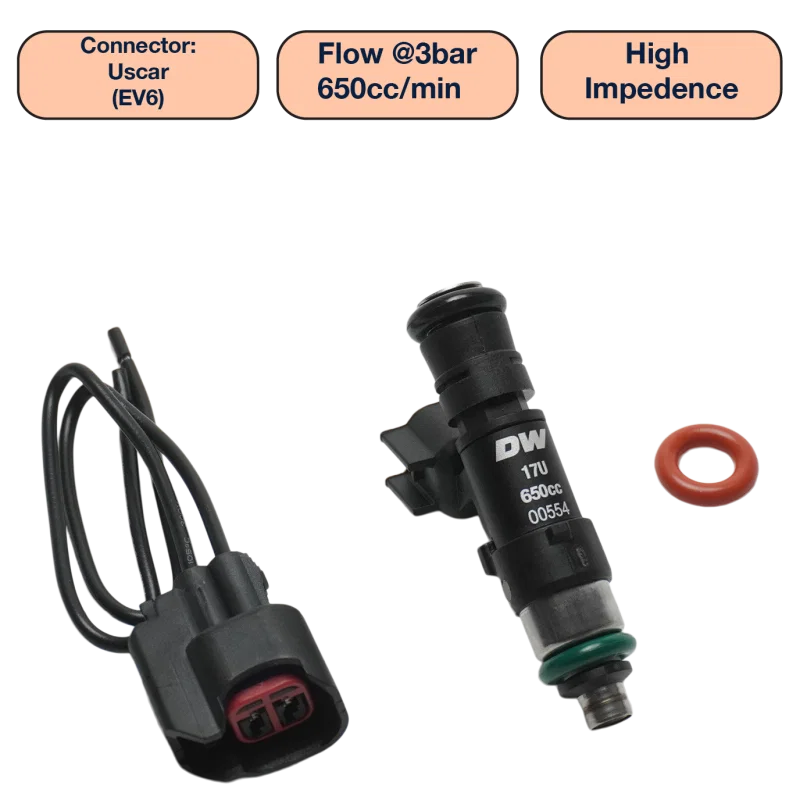 DeatschWerks DW650-48-14-14-1, Universal 650cc Single Fuel Injector / 48mm Length / 14mm O-Ring Seals