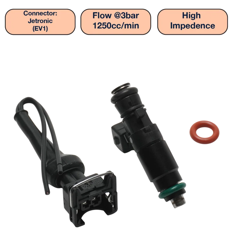 DeatschWerks DW1250-48-14-14-1, Universal 1250cc Single Fuel Injector / 48mm Length / 14mm O-Ring Seals