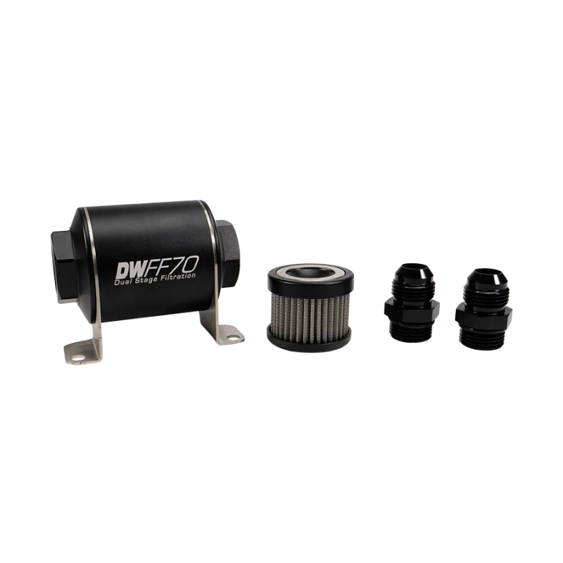 DeatschWerks 8-03-070-040K-10, Stainless Steel 10AN 40 Micron Universal Inline Fuel Filter Housing Kit (70mm)