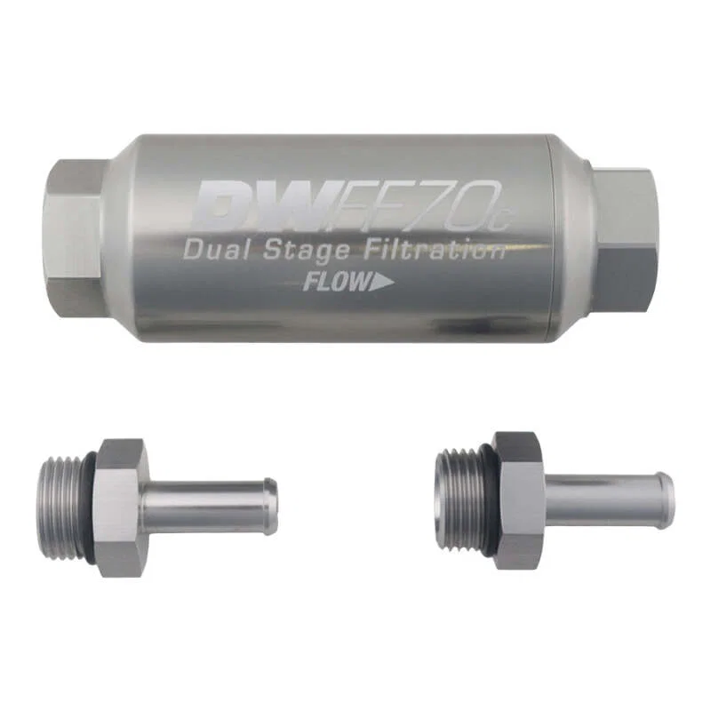 DeatschWerks 8-03-70C-010K-38, 3/8in 10 Micron 70mm Compact In-Line Fuel Filter Kit