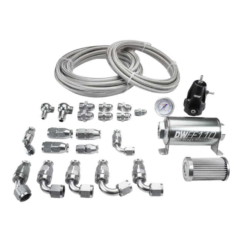 DeatschWerks 6-625, X2 Series Pump Hanger -8AN Feed w/ -6AN Return PTFE Plumbing Kit for 92-00 Honda Civic