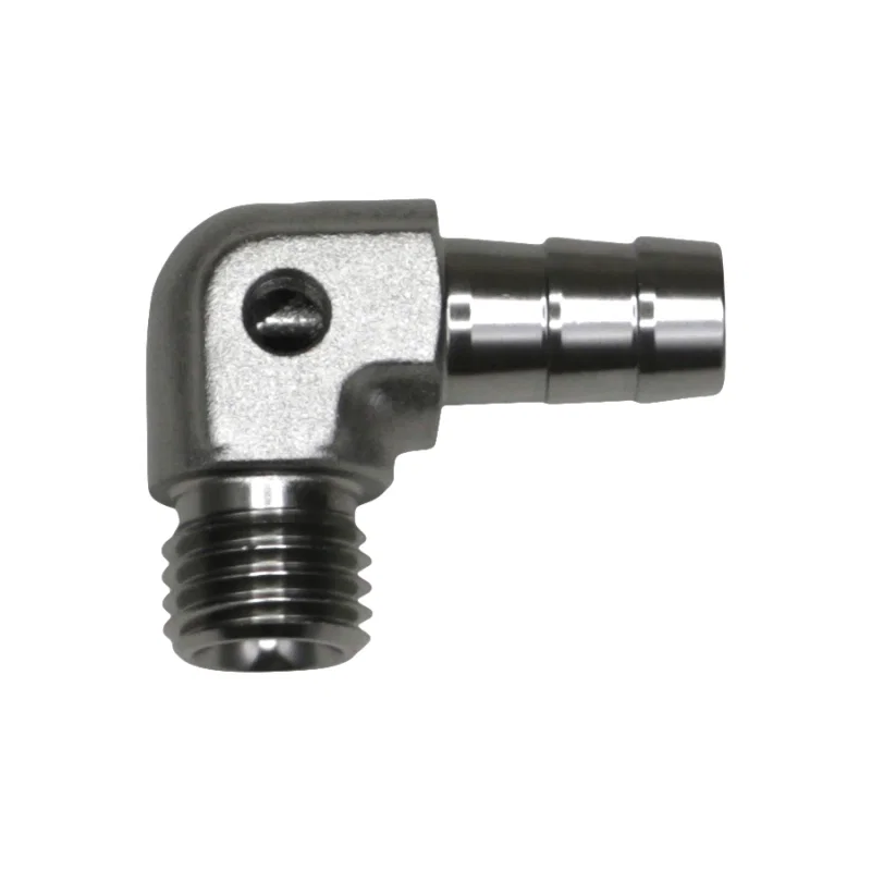 DeatschWerks 6-02-0650, Metric M12 to 3/8in Hose Barb 90-Degree Fitting w/ Venturi Port - Anodized DW Titanium
