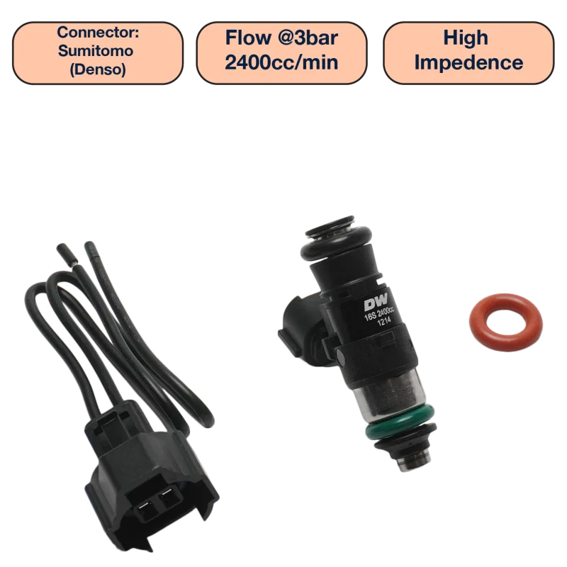 DeatschWerks DW2400-34-14-14-1, Universal 2400cc Single Fuel Injector / 34mm Length / 14mm O-Ring Seals