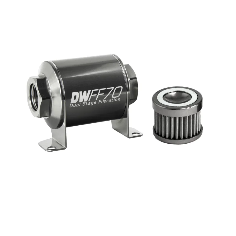 DeatschWerks 8-03-070-040K, Stainless Steel 8AN 40 Micron Universal Inline Fuel Filter Housing Kit (70mm)