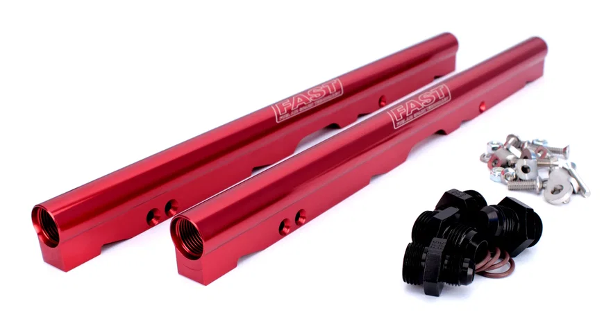 FAST 146033-KIT, Red Billet Fuel Rail Kit for LS2 LSXr 102mm Intake Manifolds