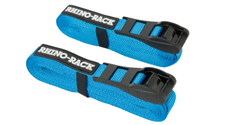 Rhino-Rack RTD45P, Rapid Tie Down Straps w/Buckle Protector - 4.5m/15ft - Pair - Red