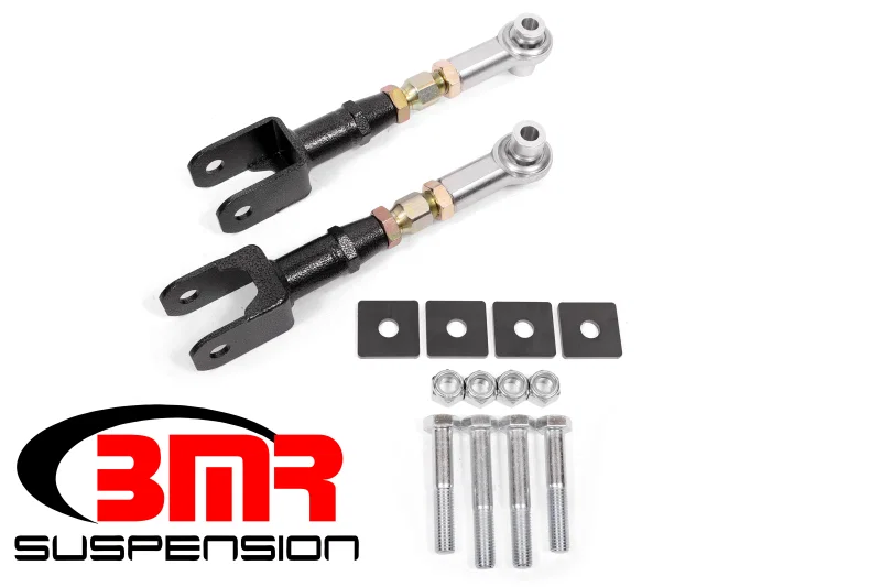 BMR Suspension TR005H, 15-17 S550 Mustang Rear On-Car Adj. Rod Ends Toe Rods - Black Hammertone