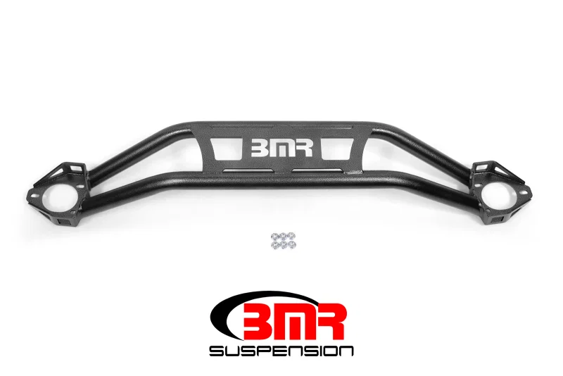 BMR Suspension STB110H, 08-18 Dodge Challenger Front Strut Tower Brace - Black Hammertone (Twin Tube Design)