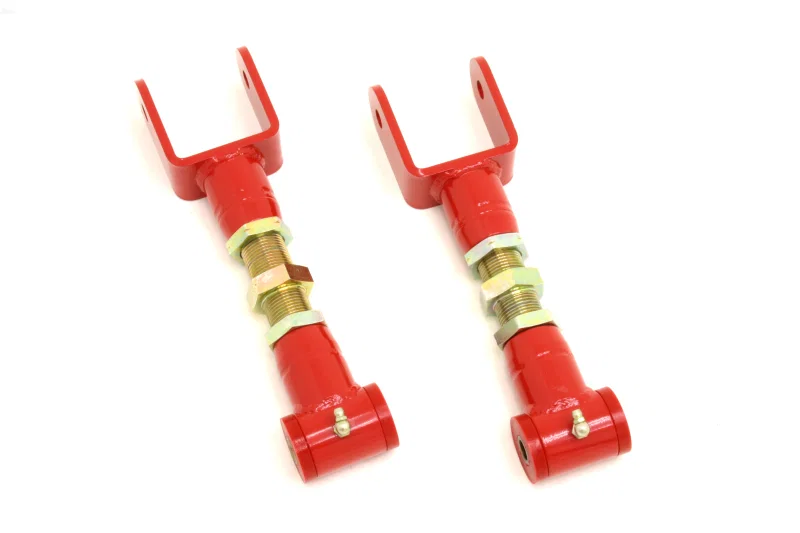 BMR Suspension UTCA014R, 79-04 Fox Mustang Upper Control Arms On-Car Adj. (Polyurethane) - Red