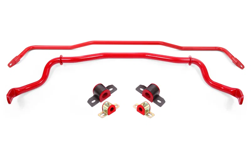 BMR Suspension SB760R, 15-22 S550 Mustang Sway Bar Kit with Bushings Front and Rear Red