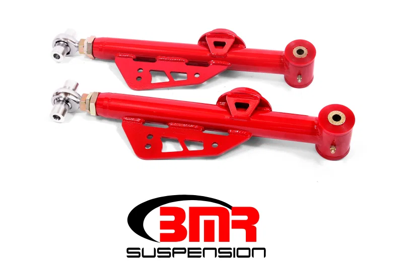BMR Suspension TCA051R, 79-98 Fox Mustang On-Car Adj. Lower Control Arms / Rod End Combo (Polyurethane) - Red