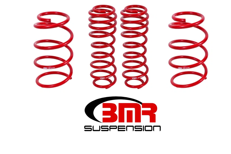 BMR Suspension SP075R, 07-14 Shelby GT500 Drag Lowering Springs (Set Of 4) - Red for Ford Mustang