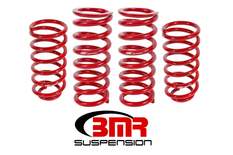 BMR Suspension SP027R, 79-04 Fox Mustang Lowering Spring Kit (Set Of 4) - Red