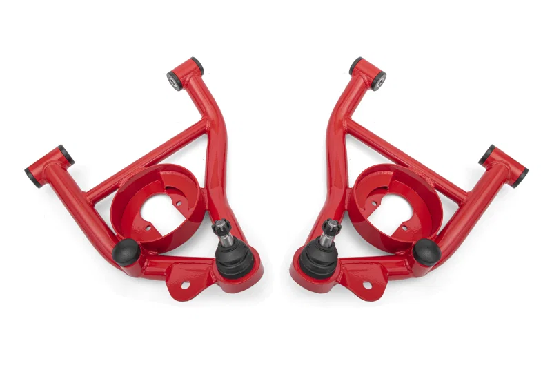 BMR Suspension AAL331R, 82-92 GM F-Body Non-Adj Lower A-Arms Delrin Bushings Spring Pocket - Red