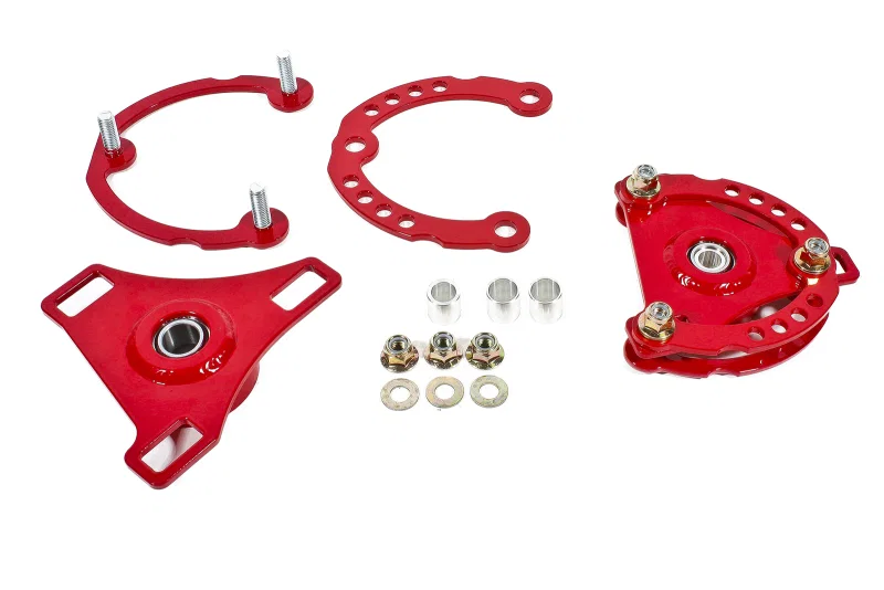 BMR Suspension CP001R, 15-17 S550 Mustang Caster Camber Plates - Red