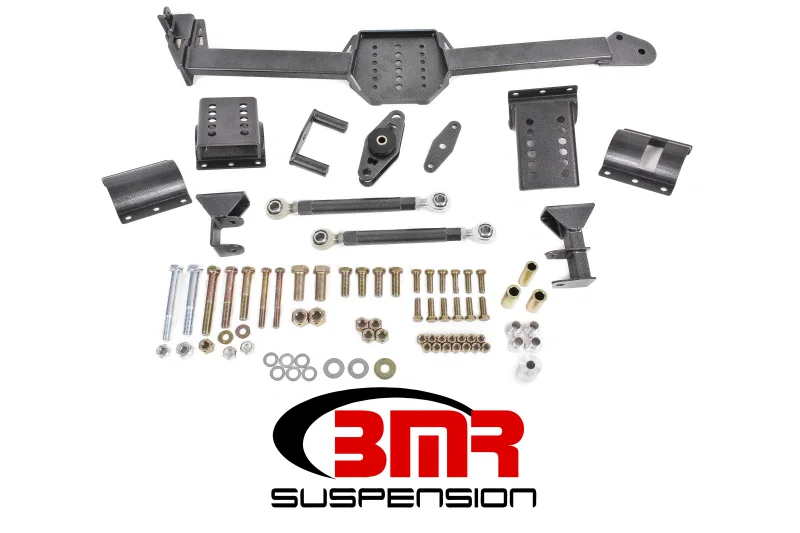 BMR Suspension WL005H, 05-14 S197 Mustang Body Mount Watts Link Rod End/Poly w/ Adj. Axle Clamps - Black Hammertone