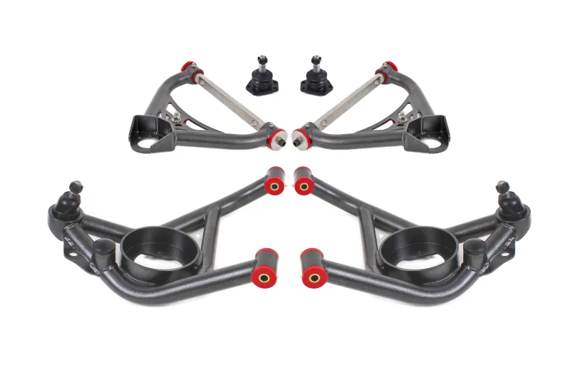 BMR Suspension AA031H, 70-81 2nd Gen F-Body Upper And Lower A-Arm Kit - Black Hammertone