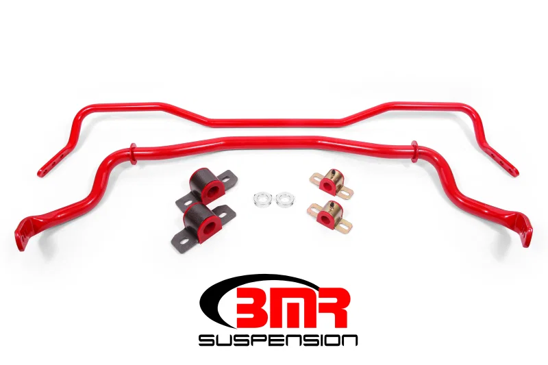 BMR Suspension SB043R, 15-17 S550 Mustang Front & Rear Sway Bar Kit w/ Bushings - Red