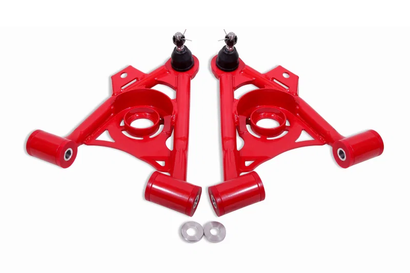 BMR Suspension AA034R, 79-93 Fox Mustang Non-Adj Lower A-Arms Standard Ball Joint Spring Pocket - Red