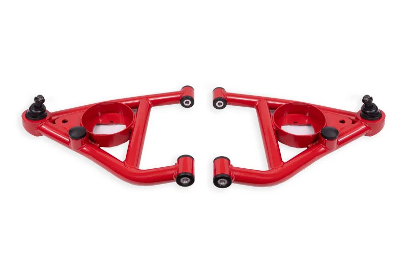 BMR Suspension AAL311R, 68-74 Chevrolet Nova w/ Bump Stops Lower A-Arms w/ STD. Ball Joint (Delrin) - Red