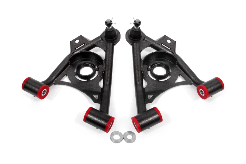 BMR Suspension AA034H, 79-93 Fox Mustang Non-Adj Lower A-Arms Standard Ball Joint Spring Pocket - Black Hammertone