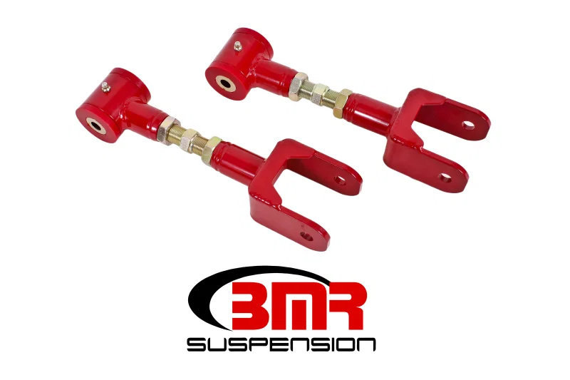 BMR Suspension UTCA040R, 79-04 Fox Mustang Upper Control Arms On-Car Adj. (Polyurethane) - Red