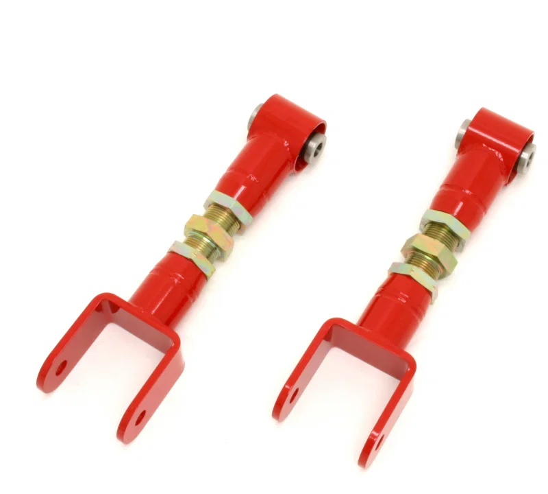 BMR Suspension UTCA015R, 79-04 Fox Mustang Upper Control Arms On-Car Adj. w/ Spherical Bearings - Red