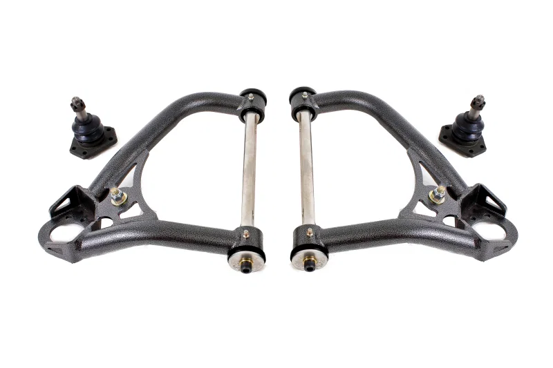 BMR Suspension AA027H, 67-69 1st Gen F-Body Pro-Touring Upper A-Arms w/ Tall Ball Joint (Delrin) - Black Hammertone