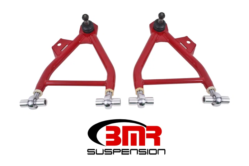 BMR Suspension AA045R, 94-04 Mustang Lower A-Arms (Coilover Only) w/ Adj. Rod End and Tall Ball Joint - Red