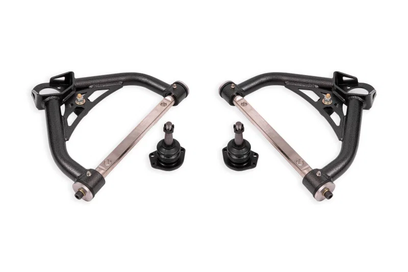 BMR Suspension AAU322H, 70-81 Chevrolet Camaro Non-Adj. Upper A-Arms w/ 0.5in Tall Ball Joint (Delrin) -Black Hammertone