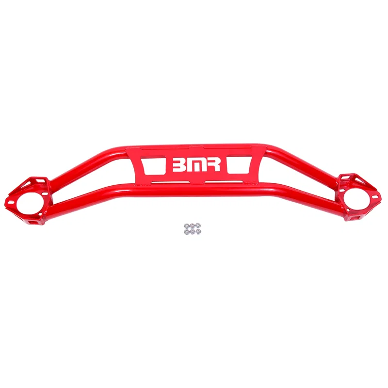 BMR Suspension STB110R, 08-18 Dodge Challenger Front Strut Tower Brace - Red (Twin Tube Design)