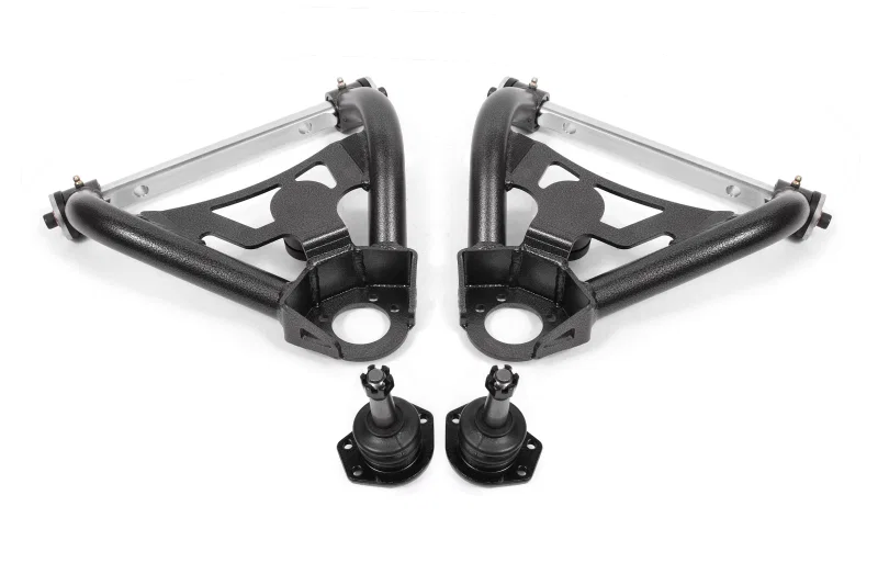 BMR Suspension AA028H, 64-72 A-Body Pro-Touring Upper A-Arms w/ Tall Ball Joint (Delrin) - Black Hammertone