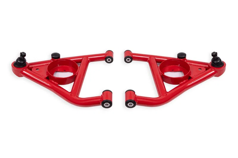 BMR Suspension AAL316R, 67-69 Chevrolet Camaro w/Rear Bump Stops Lower A-Arms w/ STD Ball Joint (Delrin) - Red