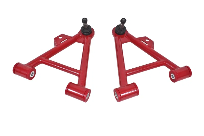BMR Suspension AA038R, 79-93 Fox Mustang Lower Non-Adj. A-Arms (Coilover Only) w/ Tall Ball Joint (Poly) - Red