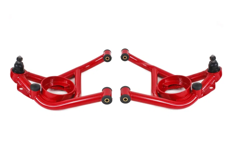 BMR Suspension AAL321R, 70-81 Chevrolet Camaro A-Arms Lower Delrin Bushings Std Ball Joint - Red