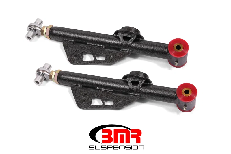 BMR Suspension TCA051H, 79-98 Fox Mustang On-Car Adj. Lower Control Arms Poly / Rod End Combo - Black Hammertone