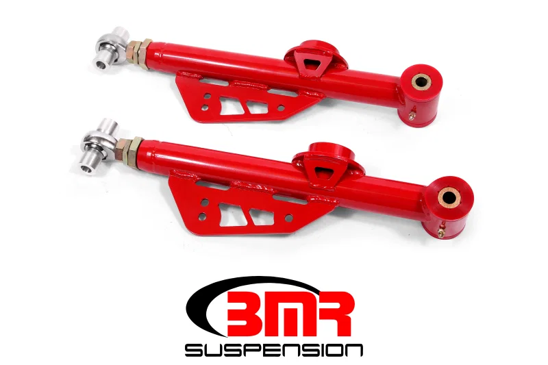 BMR Suspension TCA055R, 99-04 Mustang On-Car Adj. Lower Control Arms / Rod End Combo (Polyurethane) - Red
